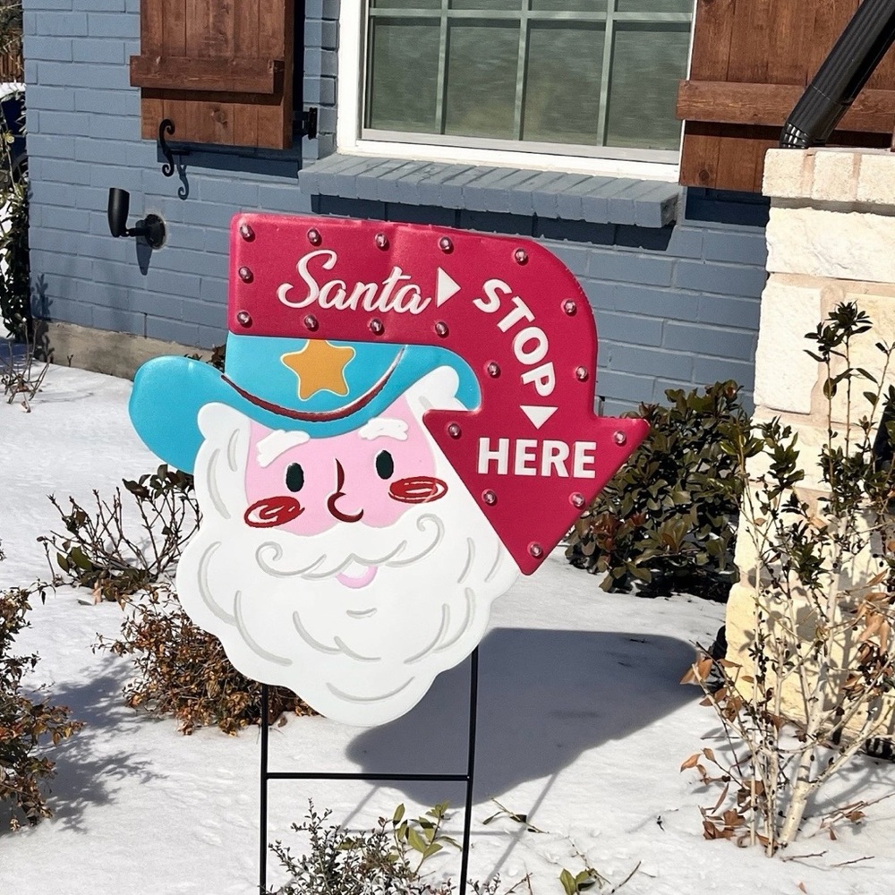 NWT‎ Destination Holiday Santa Stop Here Light Up Yard Stake Sign 36"